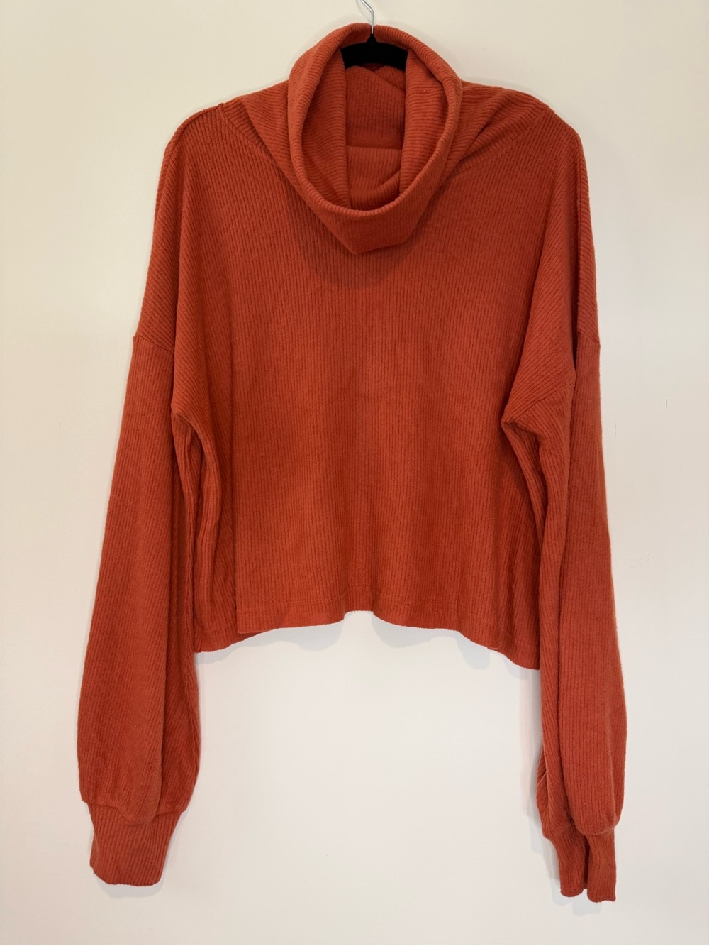 In Loom Rust Orange Cowl Neck Women's Sweater